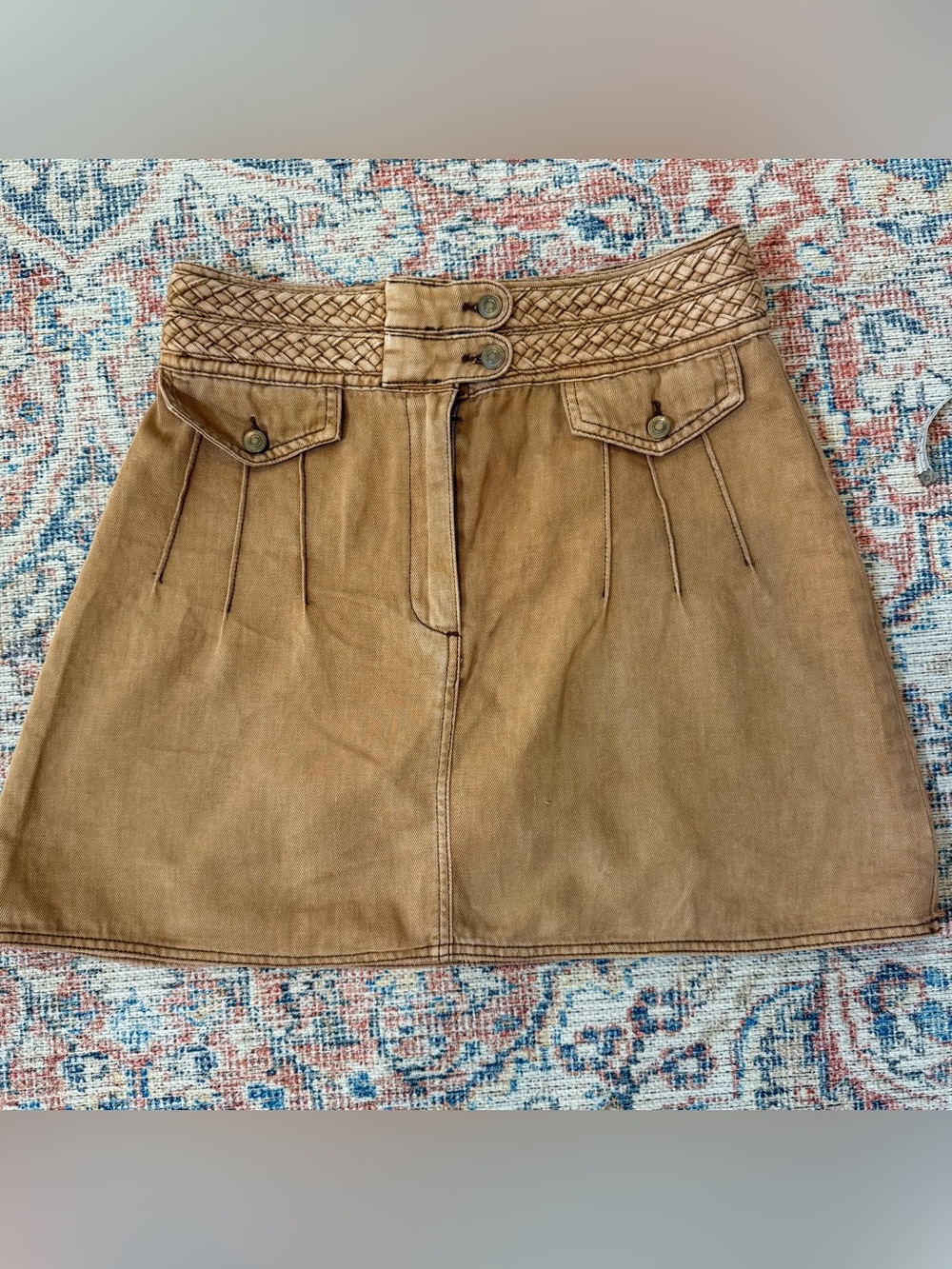 FREE PEOPLE Cotton Mini Skirt Brown Boho Festival Hippie Hipster Size 8 S/M - Picture 5 of 10